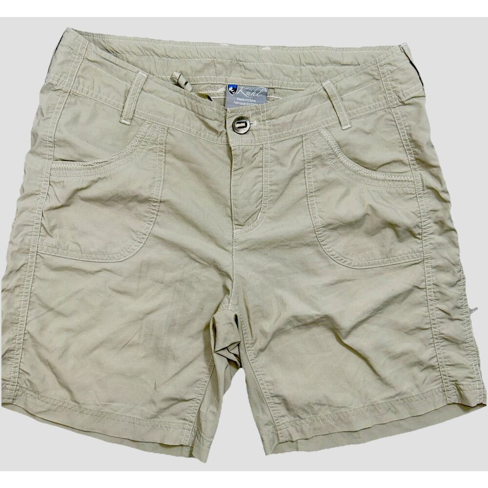 Kuhl Shorts Womens 10 Tan 7" Nylon FREE RANGE Hiking Camp Shorts Lightweight
